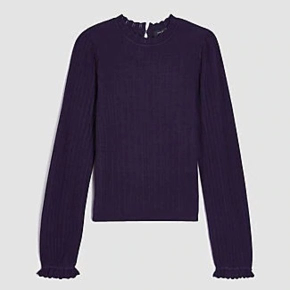 Ann Taylor Night Sky Ruffle Trim Sweater - Picture 1 of 13